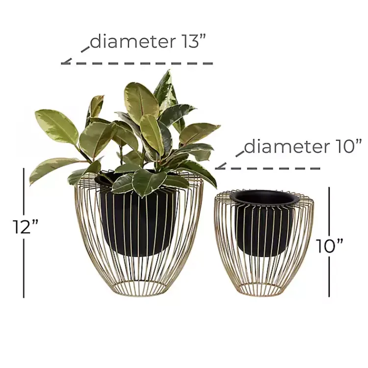 Kirklands Home Planters|Black and Gold Open Frame Planters, Set of 2