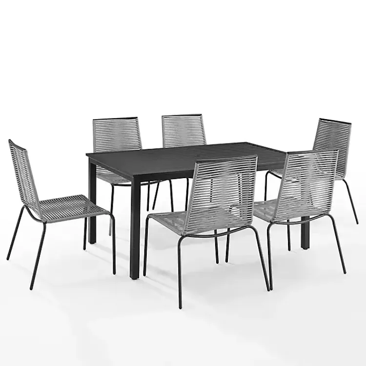 Kirklands Home Outdoor Dining|Black and Gray Rope 7-pc. Outdoor Dining Set