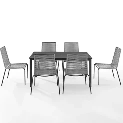 Kirklands Home Outdoor Dining|Black and Gray Rope 7-pc. Outdoor Dining Set