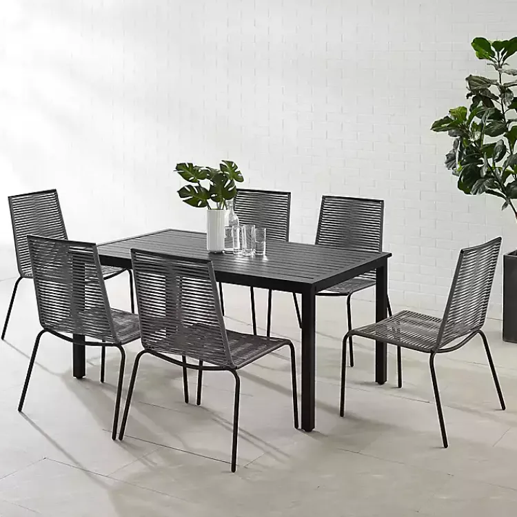 Kirklands Home Outdoor Dining|Black and Gray Rope 7-pc. Outdoor Dining Set
