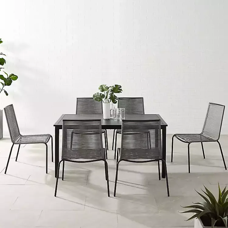 Kirklands Home Outdoor Dining|Black and Gray Rope 7-pc. Outdoor Dining Set