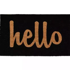 Kirklands Home Doormats|Black and Natural Coir Hello Doormat, 36x24 in.