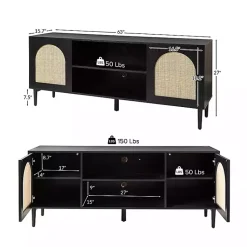 Kirklands Home Tv Stands & Media Consoles|and Natural Rattan Media Cabinet Black