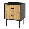 Kirklands Home Nightstands|Black and Natural Wood 2-Drawer Nightstand