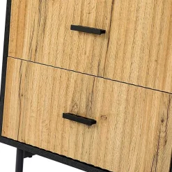 Kirklands Home Nightstands|Black and Natural Wood 2-Drawer Nightstand