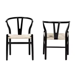 Kirklands Home Dining Chairs|and Tan Wishbone Dining Chairs, Set of 2 Black