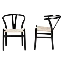 Kirklands Home Dining Chairs|and Tan Wishbone Dining Chairs, Set of 2 Black