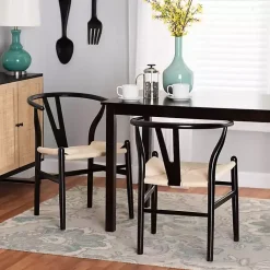 Kirklands Home Dining Chairs|and Tan Wishbone Dining Chairs, Set of 2 Black