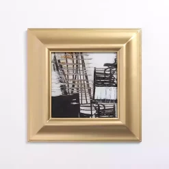 Kirklands Home Framed Art|Black and White Abstract I Gold Framed Art Print
