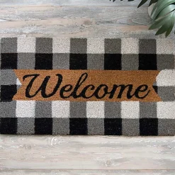 Kirklands Home Doormats|Black And White Buffalo Check Welcome Mat