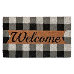 Kirklands Home Doormats|Black And White Buffalo Check Welcome Mat