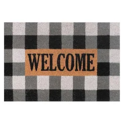 Kirklands Home Doormats|Black and White Buffalo Check Doormat