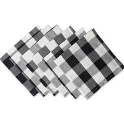 Kirklands Home Table Linens|and White Buffalo Check Napkins, Set of 6 Black