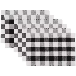 Kirklands Home Table Linens|and White Buffalo Check Placemats, Set of 6 Black