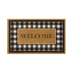 Kirklands Home Doormats|Black and White Buffalo Check Welcome Doormat