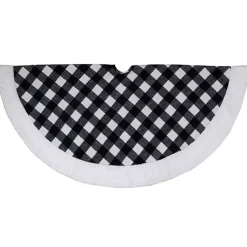 New Black and White Buffalo Check Sherpa Tree Skirt Christmas Tree Skirts & Collars