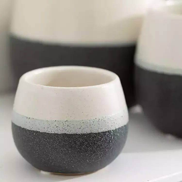 Kirklands Home Planters|Black and White Ceramic Planters, Set of 3