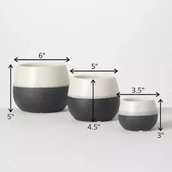 Kirklands Home Planters|Black and White Ceramic Planters, Set of 3