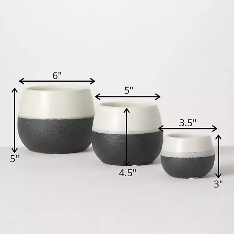 Kirklands Home Planters|Black and White Ceramic Planters, Set of 3