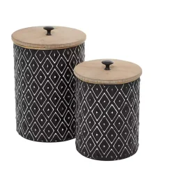 Best and White Embossed Diamond Jars, Set of 2 Decorative Bowls & Jars