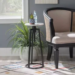 Kirklands Home Accent & End Tables|Black and White Marble Adjustable Drink Table