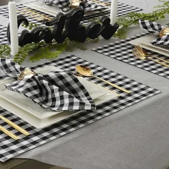 Kirklands Home Table Linens|and White Reversible Placemats, Set of 4 Black