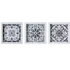 Kirklands Home Framed Art|Black and White Tile Framed Art Prints, Set of 3