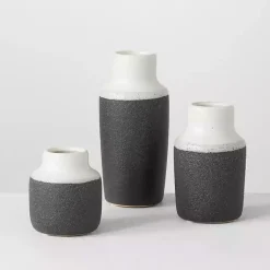 Sale Black and White Two Tone Ceramic Vases, Set of 3 Vases