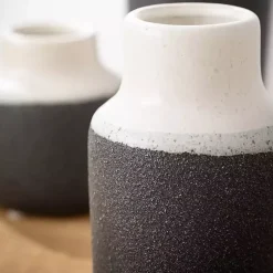 Sale Black and White Two Tone Ceramic Vases, Set of 3 Vases