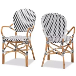 Kirklands Home Dining Chairs|Black and White Woven Dining Chairs, Set of 2