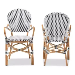 Kirklands Home Dining Chairs|Black and White Woven Dining Chairs, Set of 2