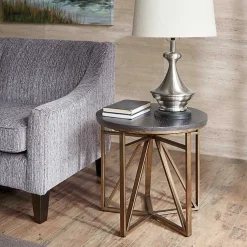 Kirklands Home Accent & End Tables|Antique Bronze Kayden Round Accent Table Black