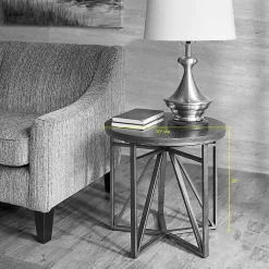Kirklands Home Accent & End Tables|Antique Bronze Kayden Round Accent Table Black