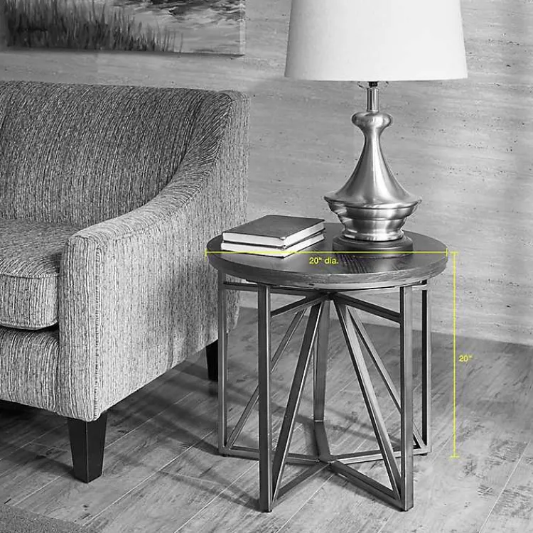 Kirklands Home Accent & End Tables|Antique Bronze Kayden Round Accent Table Black