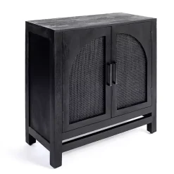 Kirklands Home Cabinets & Sideboards|Arch Cane and Wood Cabinet Black