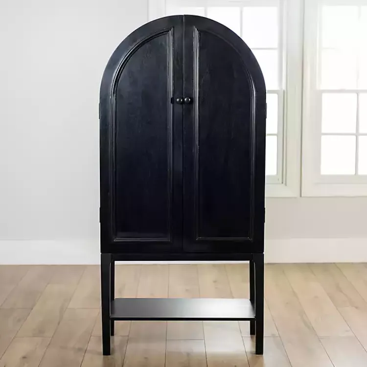 Kirklands Home Cabinets & Sideboards|Black Arch Wood Bar Cabinet