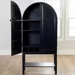 Kirklands Home Cabinets & Sideboards|Black Arch Wood Bar Cabinet