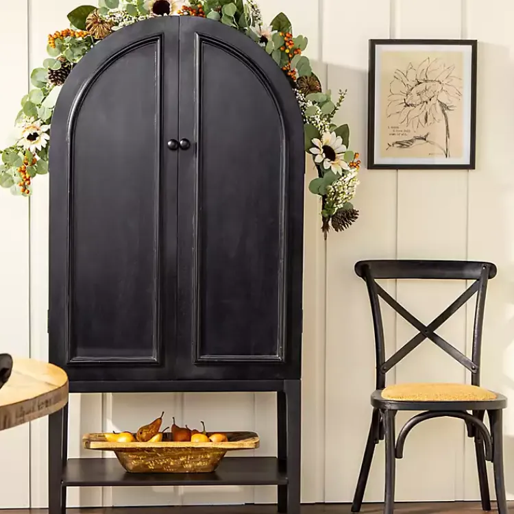 Kirklands Home Cabinets & Sideboards|Black Arch Wood Bar Cabinet