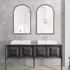 Kirklands Home Decorative Mirrors|Arched Scallop Edge Wall Mirror Black
