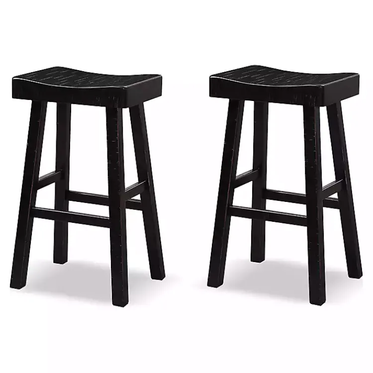Kirklands Home Bar Stools & Counter Height Stools|Backless Cooper Bar Stools, Set of 2 Black