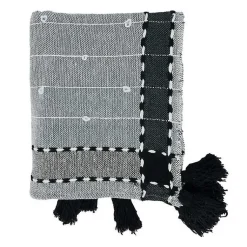 Discount Black Banded Tassel Edge Throw Blankets & Throws