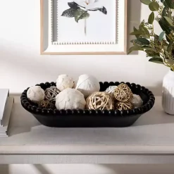 Beaded Wood Dough Bowl Decorative Bowls & Jars