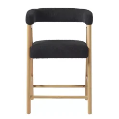 Kirklands Home Bar Stools & Counter Height Stools|Boucle Curved Back Ezra Counter Stool Black