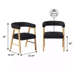 Kirklands Home Dining Chairs|Boucle Curved Ezra Dining Chairs, Set of 2 Black