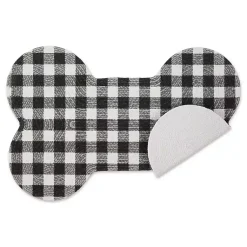 Kirklands Home Kitchen & Floor Mats|Black Buffalo Check Bone Pet Bowl Mat