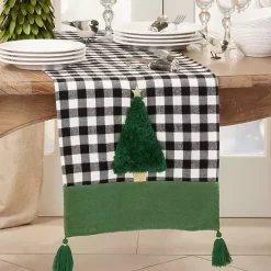 Kirklands Home Table Linens|Black Buffalo Check Christmas Tree Table Runner