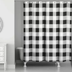 Kirklands Home Shower Curtains|Black Buffalo Check Shower Curtain