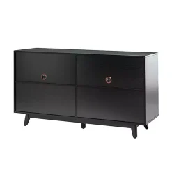 Kirklands Home Cabinets & Sideboards|Cane Wood Storage Media Cabinet Black