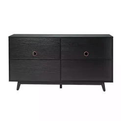 Kirklands Home Cabinets & Sideboards|Cane Wood Storage Media Cabinet Black