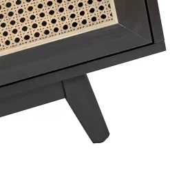 Kirklands Home Cabinets & Sideboards|Cane Wood Storage Media Cabinet Black
